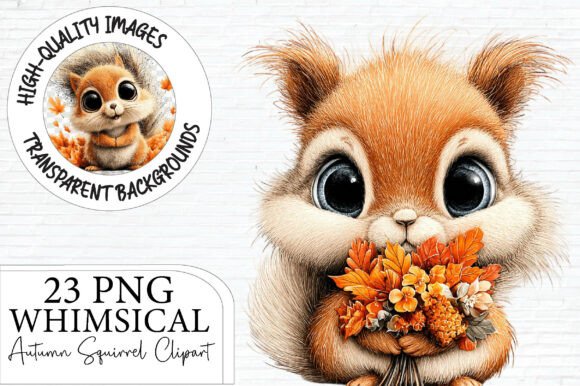 Download Whimsical Autumn Squirrel Clipart - Squirrel clipart Collection