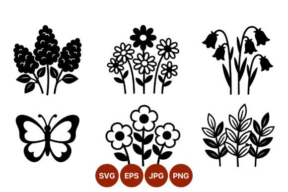 Download Black and White Floral Vector Art - Black Collection