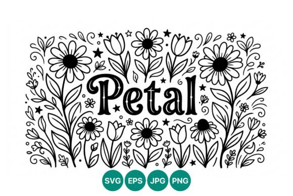 Download Petal Floral Vector Art Black and White - Black Collection