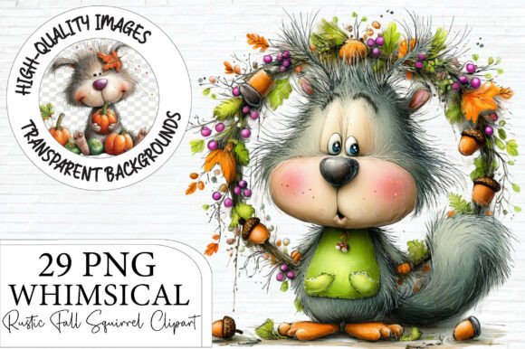 Download Whimsical Rustic Fall Squirrel Clipart - Squirrel clipart Collection