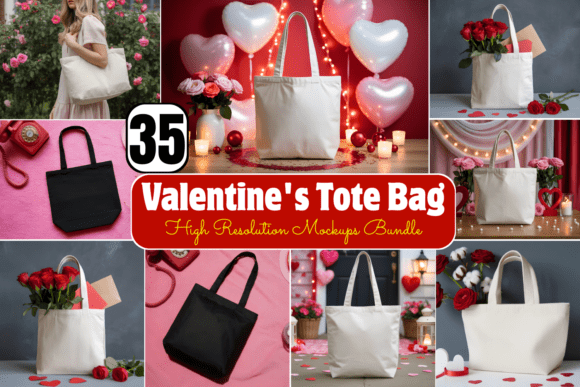 Download Valentine's Tote Bag Mockups Bundle - Premium Resources