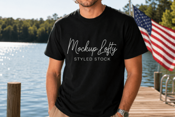 Download Black Gildan 5000 4th of July Mockup 7 - Black Collection