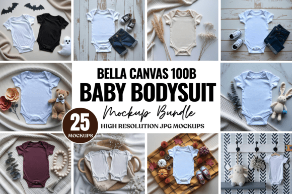 Download Bella Canvas 100B Baby Bodysuit Mockups - Premium Resources