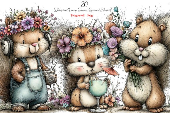 Download Whimsical Funny Summer Squirrel Clipart - Squirrel clipart Collection