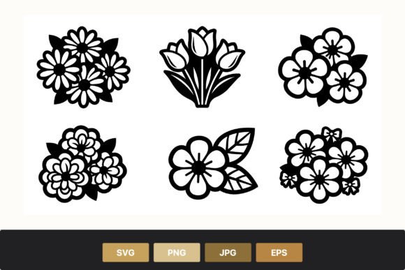 Download Black and White Floral Vector Art - Black Collection