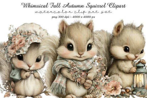 Download Whimsical Fall Autumn Squirrel Clipart - Squirrel clipart Collection