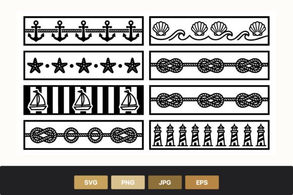 Download Nautical Black and White Border Patterns - Nautical Collection