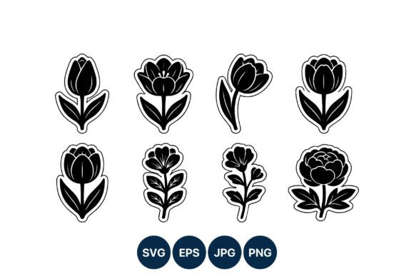 Download Black and White Floral Vector Art - Black Collection