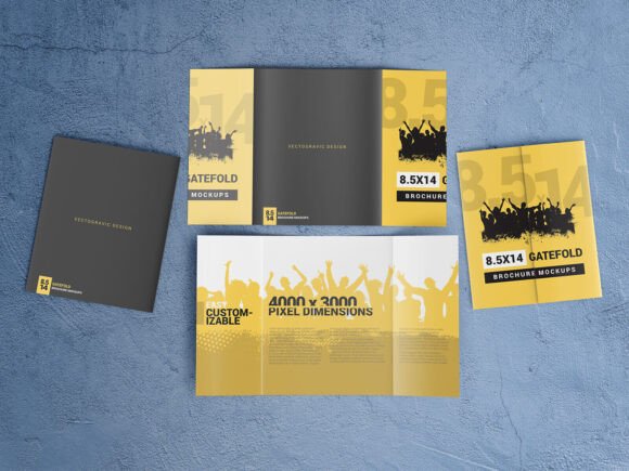 Download 8.5×14 Gatefold Brochure Mockups - Mockups Collection