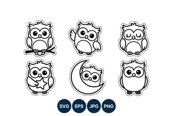Download Cute Black White Owl Line Art - Black Collection