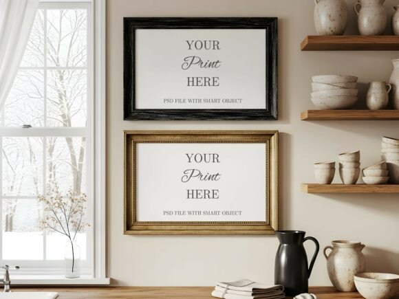Download 2 Kitchen Landscape Frame Mockups - Mockups Collection
