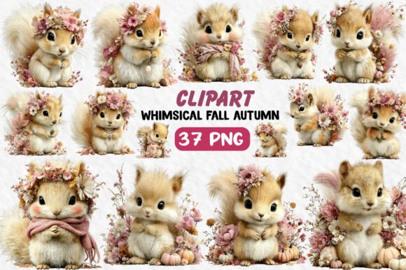 Download Whimsical Fall Autumn Squirrel Clipart - Squirrel clipart Collection