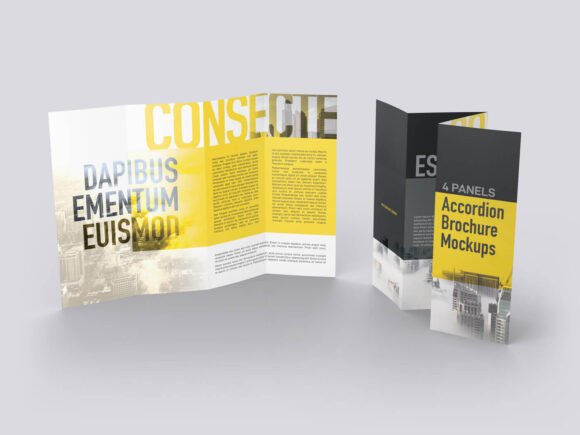 Download Four Panels Accordion Brochure Mockups - Mockups Collection