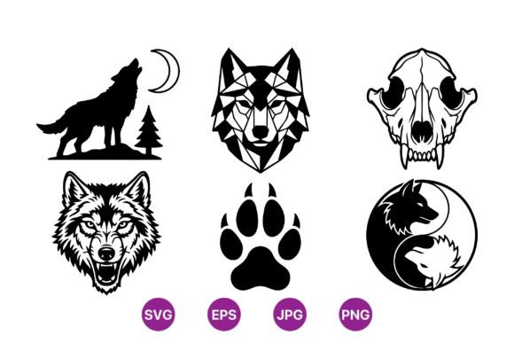 Download Black Wolf Silhouette Clipart Set - Black Collection