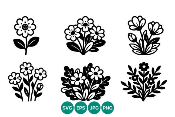 Download Black and White Floral Vector Art - Black Collection